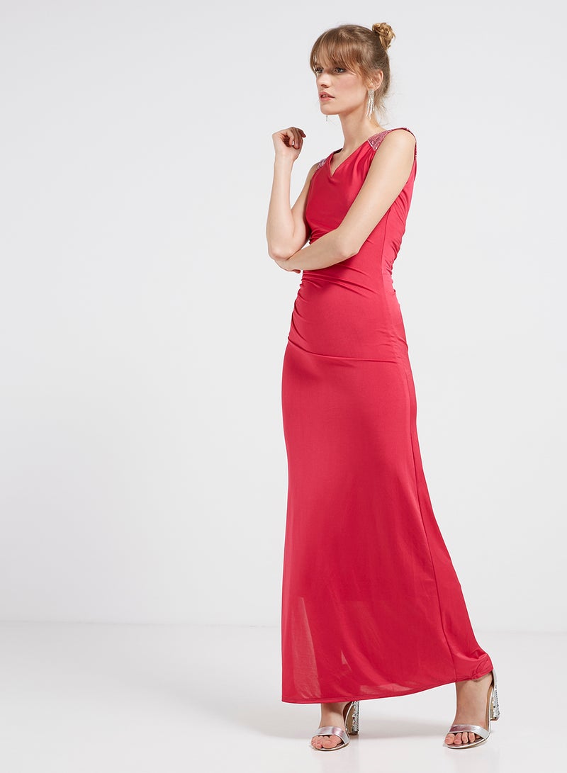 Golden Apple - Sequin Detailed Sleeveless Maxi Dress Pink - Image 1