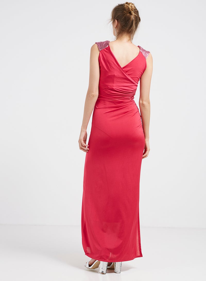Golden Apple - Sequin Detailed Sleeveless Maxi Dress Pink - Image 1