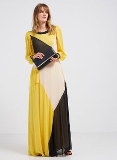 Round Neck Maxi Dress With Self Tie Knot Multicolour