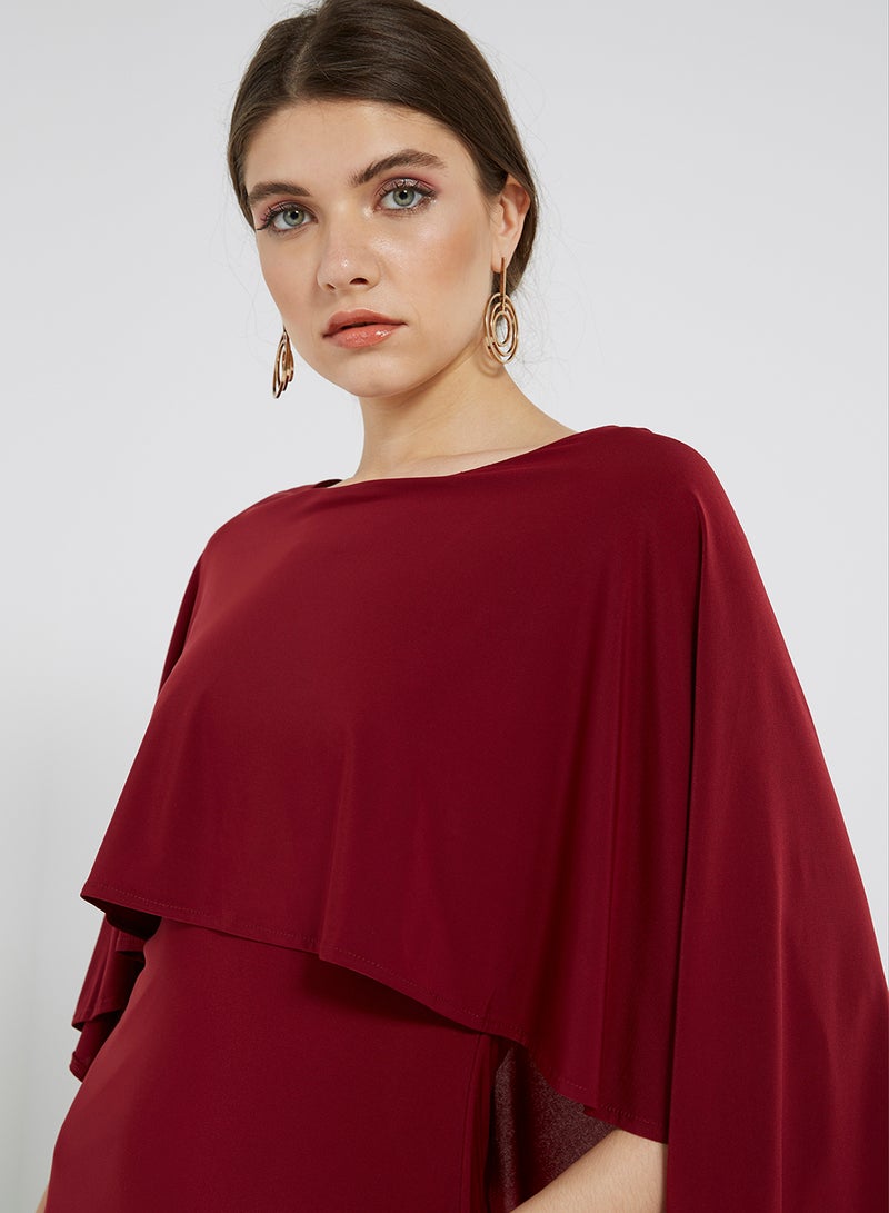 Golden Apple Solid Batwing Sleeves Maxi Dress Maroon  - Image 3