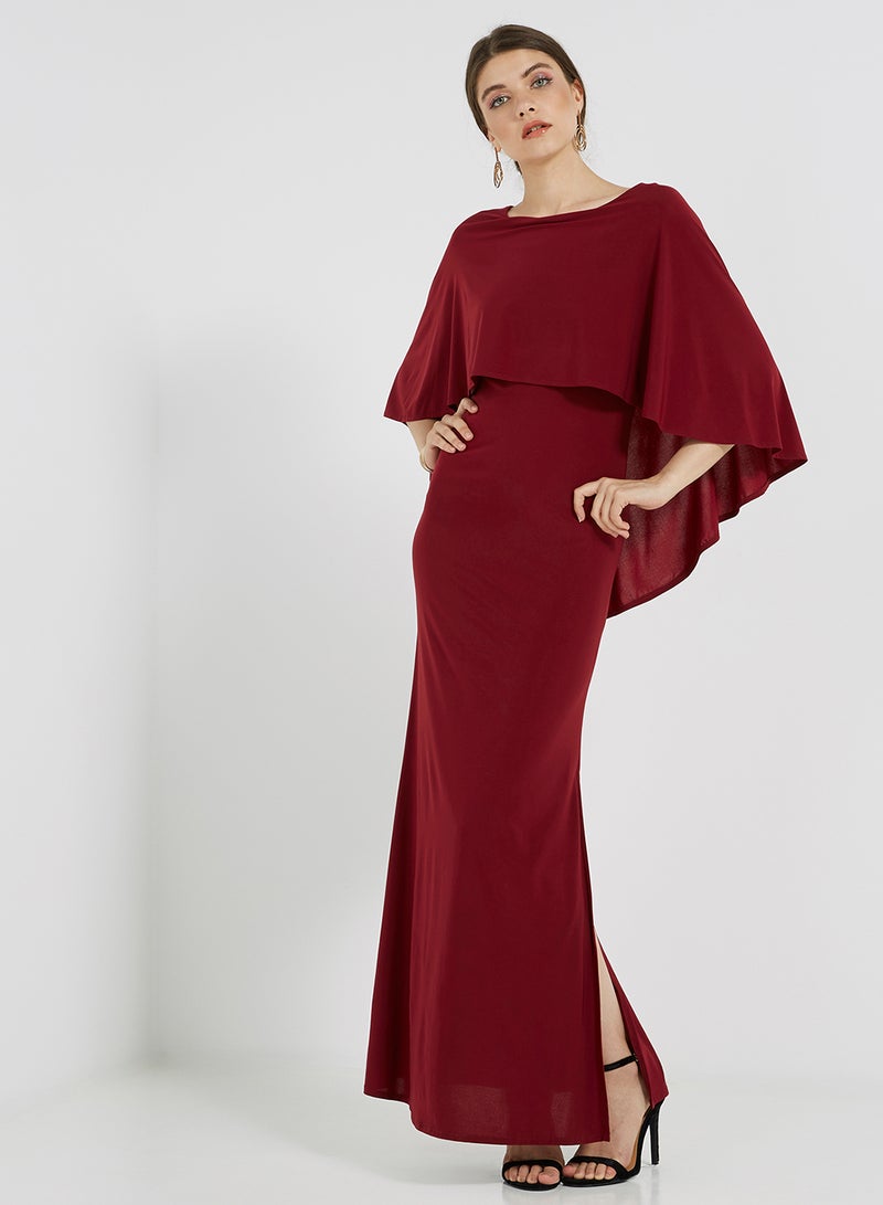 Golden Apple Solid Batwing Sleeves Maxi Dress Maroon  - Image 1