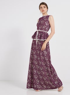 Lace Detailed Sleeveless Maxi Dress Purple