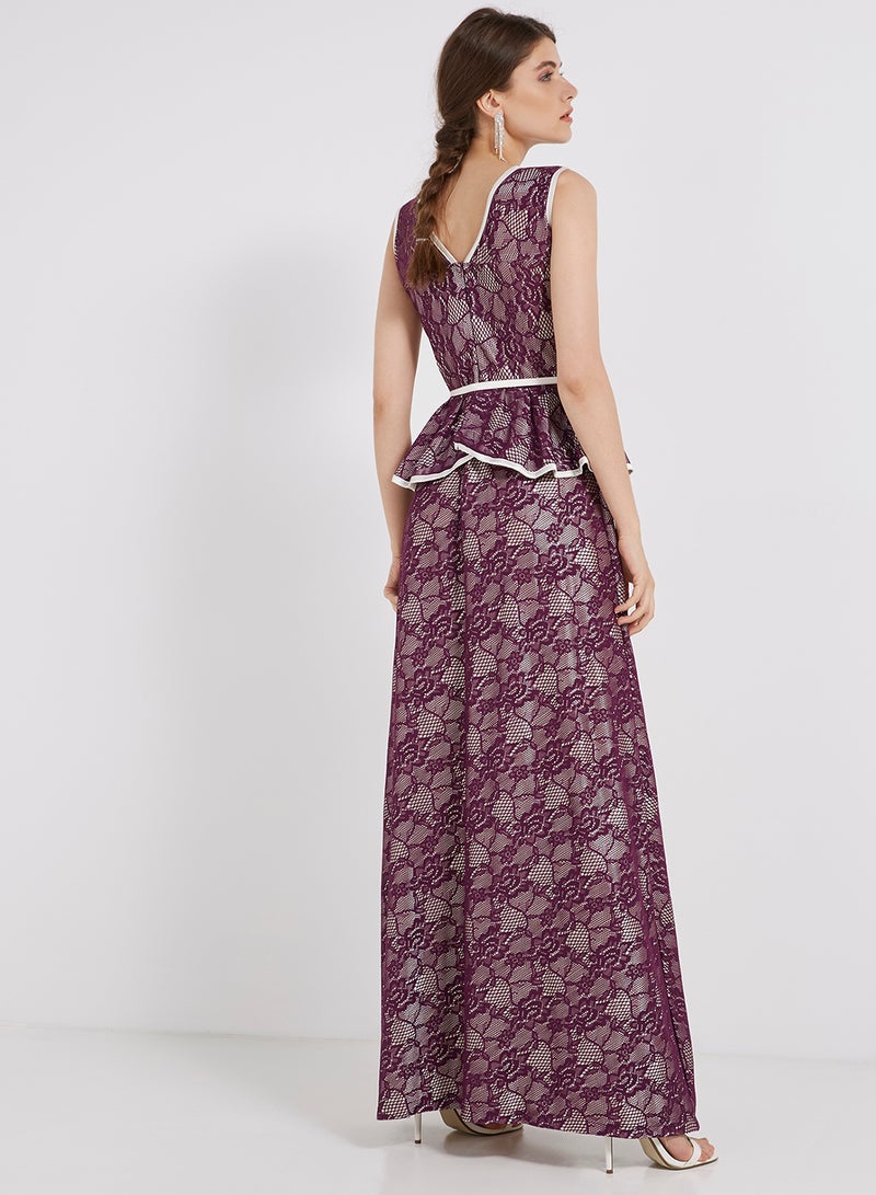 Golden Apple - Lace Detailed Sleeveless Maxi Dress Purple - Image 1