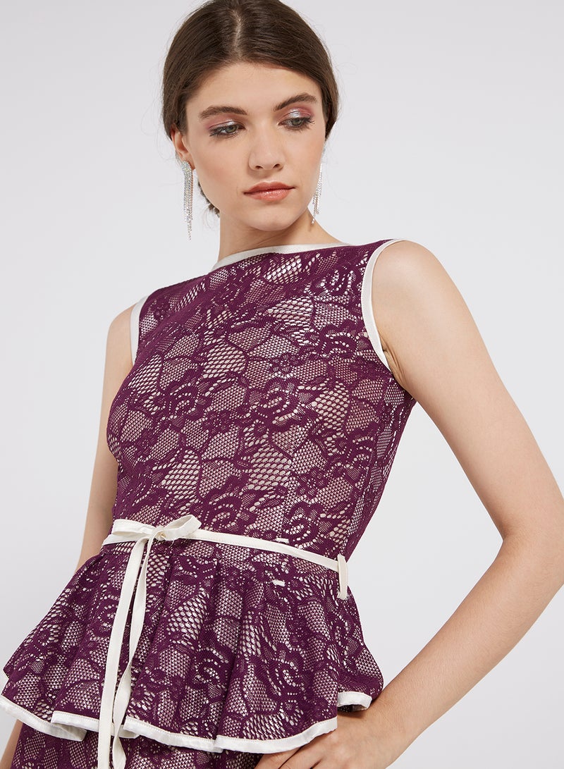 Golden Apple - Lace Detailed Sleeveless Maxi Dress Purple - Image 1