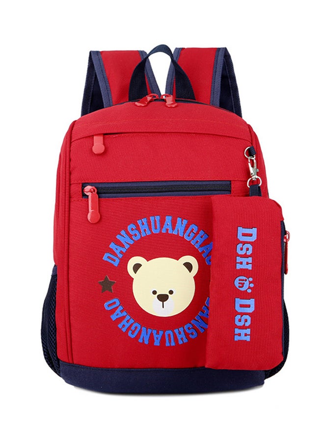 Graphic Printed Zipper Closure Backpack Red - Image 2