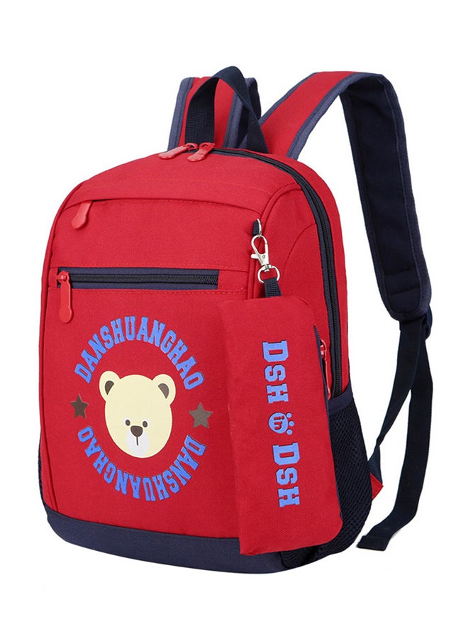 Graphic Printed Zipper Closure Backpack Red - Image 1