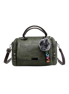 Leather Flap Closure Satchel Bag Green