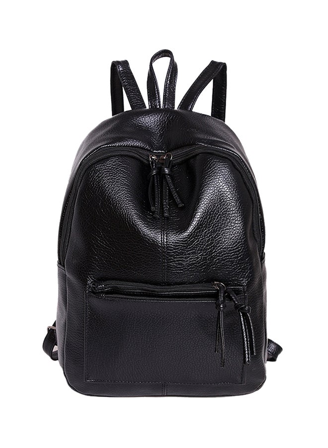 Generic Leather Zipper Closure Backpack Black  - Image 1