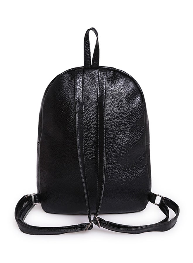 Generic Leather Zipper Closure Backpack Black  - Image 2