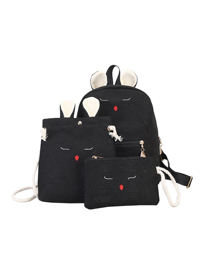 3 Piece Zipper Closure Backpack Set Black