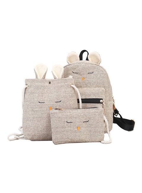 3 Piece Zipper Closure Backpack Set Khaki