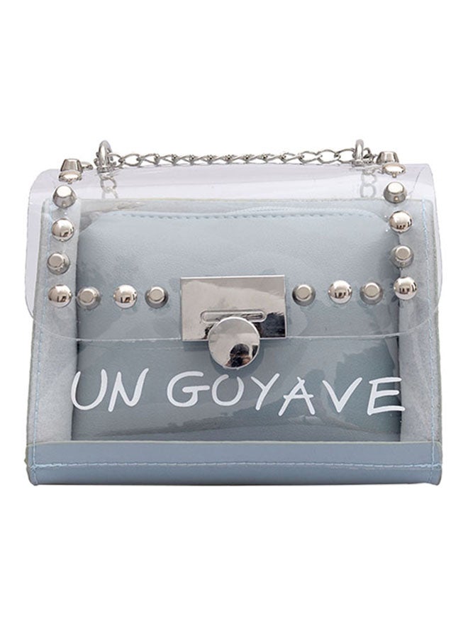 حقيبة كروسبادي شفافة بغطاء قلاب رمادي - Image 1