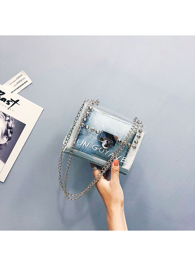 حقيبة كروسبادي شفافة بغطاء قلاب رمادي - Image 2