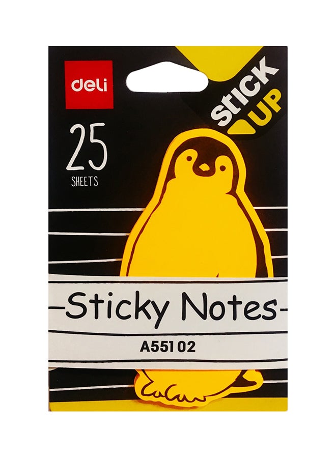 ديلي أوراق ملاحظات لاصقة على شكل بطريق أسود/ أصفر