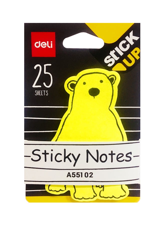 Deli 25-Piece Polar Bear -Shaped Sticky Notes Black/Yellow 