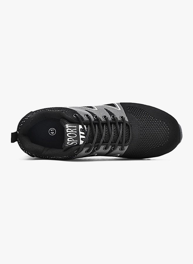 Lightweight Air Cushion Fly Knit Trainers Black/Grey  - Image 3