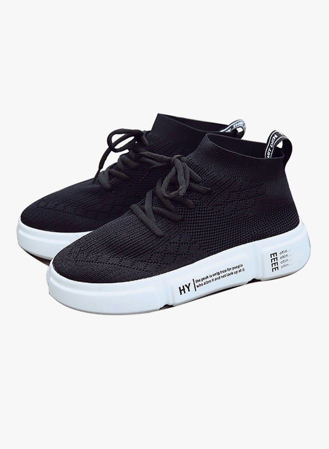 2018 Fashion Breathable Fly Knit Sneakers Black/White  - Image 3