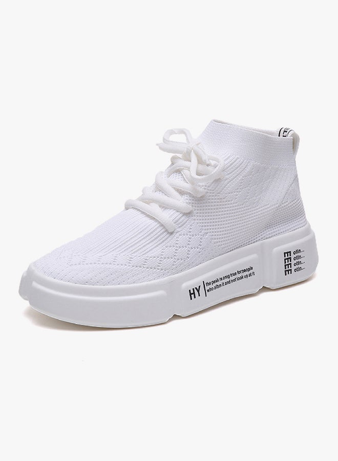 2018 Fashion Breathable Fly Knit Sneakers White  - Image 2