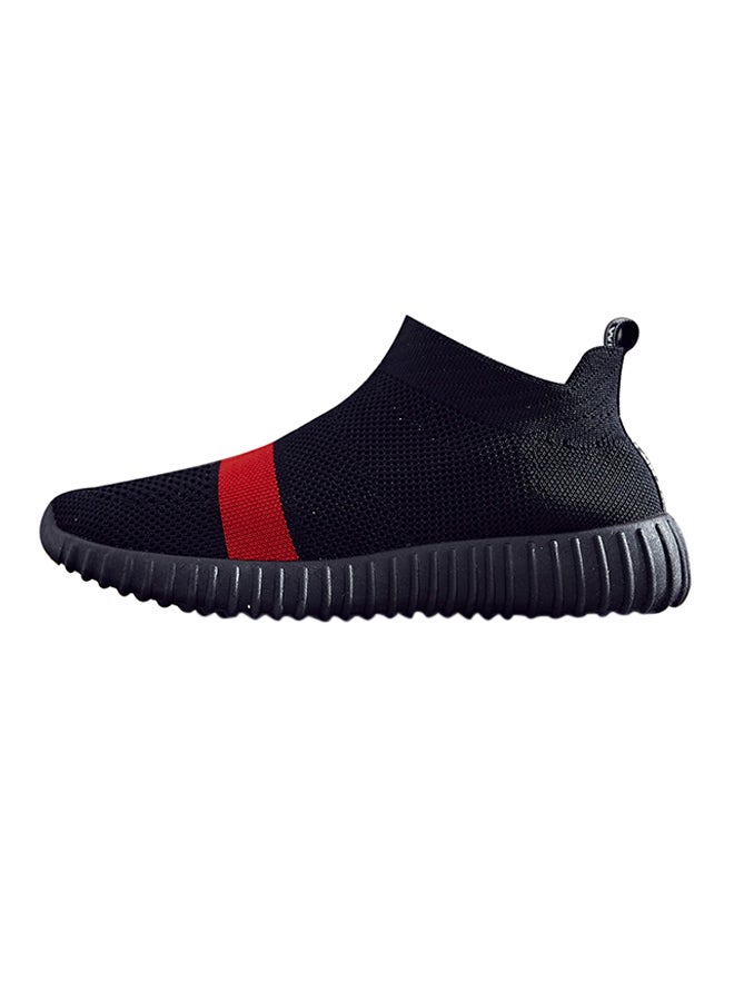 2018 Fashion Breathable Fly Knit Sneakers Black/Red - Image 1