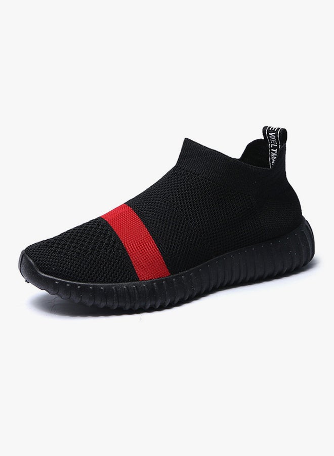 2018 Fashion Breathable Fly Knit Sneakers Black/Red - Image 2
