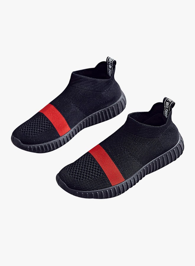 2018 Fashion Breathable Fly Knit Sneakers Black/Red - Image 3