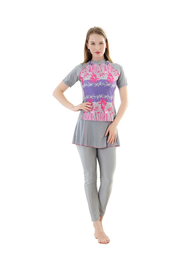 Casual Short Sleeves Arab Islamic Swimsuit Multicolour - Image 1