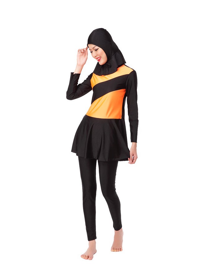 Islamic Swimwear Burkinis with Hijab Orange/Black - Image 1
