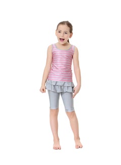Generic Horizontal Stripe Pattern Swimwear Pink/Grey  - Image 1