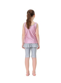 Generic Horizontal Stripe Pattern Swimwear Pink/Grey  - Image 2