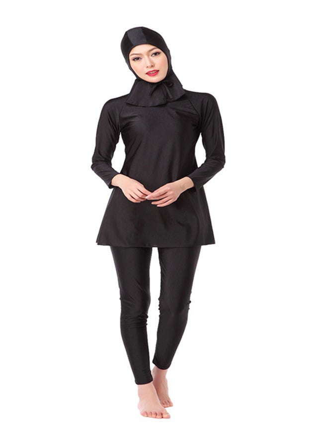 ماركة غير محددة ملابس سباحة بوركيني إسلامية طويلة الأكمام من ثلاث قطع أسود  - Image 1