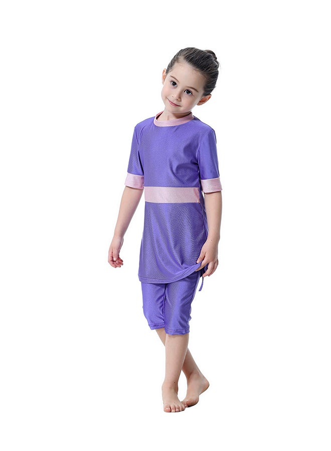 Round Neck Short Sleeves Beachwear Purple/Pink  - Image 3