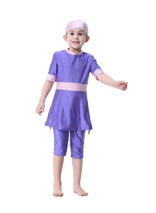 Round Neck Short Sleeves Beachwear Purple/Pink  - Image 4
