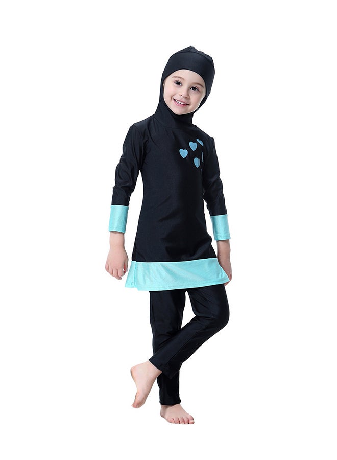 Generic Heart Printed Long Sleeves Burkinis Black/Blue  - Image 4