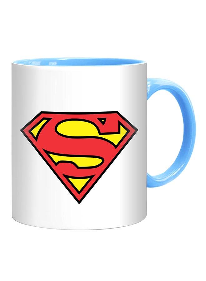 Fm Styles Cool Superman Logo Printed Mug White/Blue/Yellow 10centimeter - Image 1