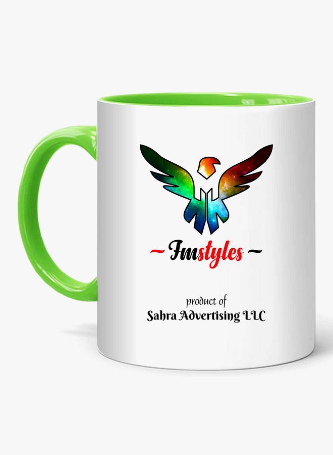 Fm Styles Cool Superman Logo Printed Mug White/Green/Yellow 10centimeter - Image 2