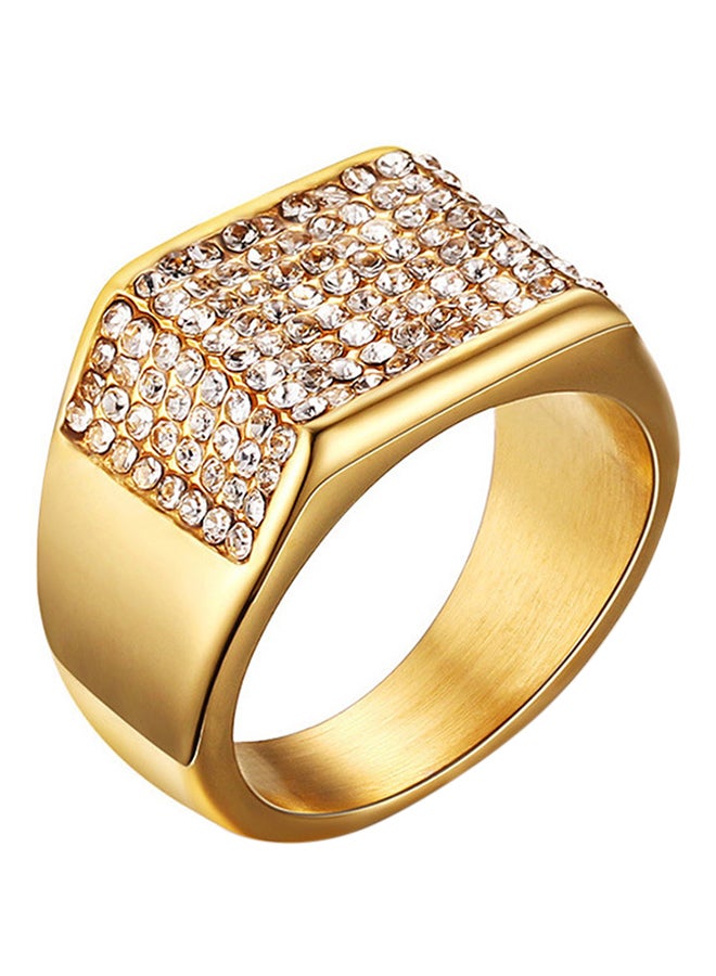 ROMAD Stone Embellished Titanium Signet Ring