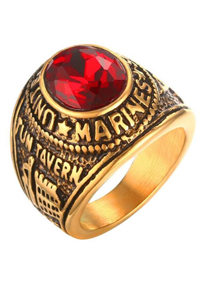 روماد Stone Embellished Titanium Ring 