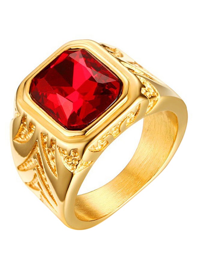 ROMAD Stone Embellished Titanium Signet Ring