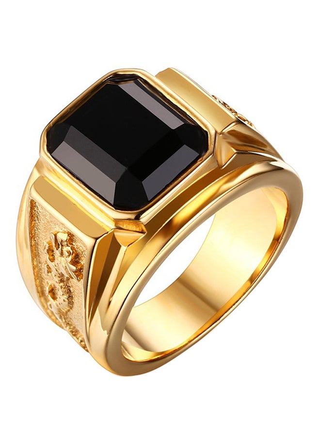 ROMAD - Stone Embellished Titanium Signet Ring - Image 1