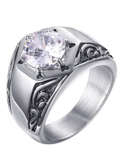 Stone Embellished Titanium Signet Ring