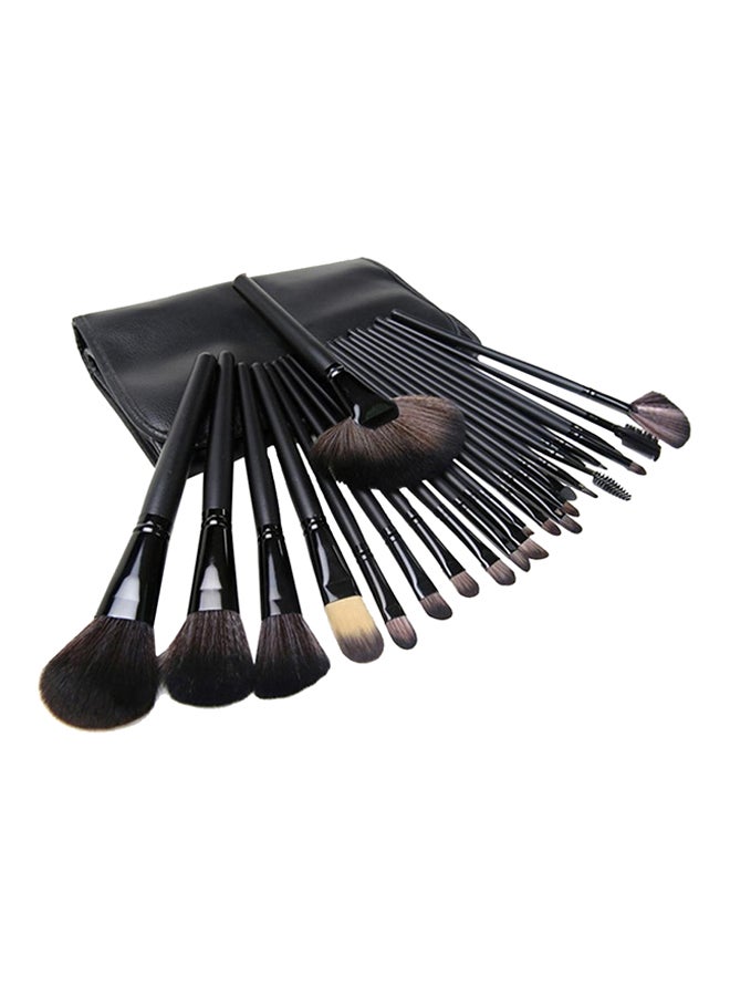 24-Piece Faux Leather Rollup Brush Set Black
