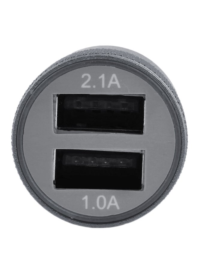 2-Port Bullet Shape Socket Dual USB Charger For Mobile Phones White/Grey