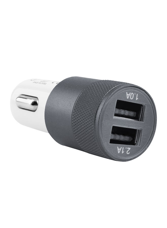 2-Port Bullet Shape Socket Dual USB Charger For Mobile Phones White/Grey