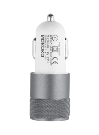 2-Port Bullet Shape Socket Dual USB Charger For Mobile Phones White/Grey - v1531890206/N13244300A_1