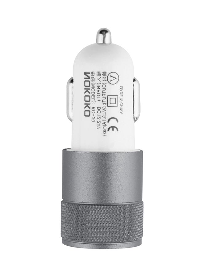 2-Port Bullet Shape Socket Dual USB Charger For Mobile Phones White/Grey