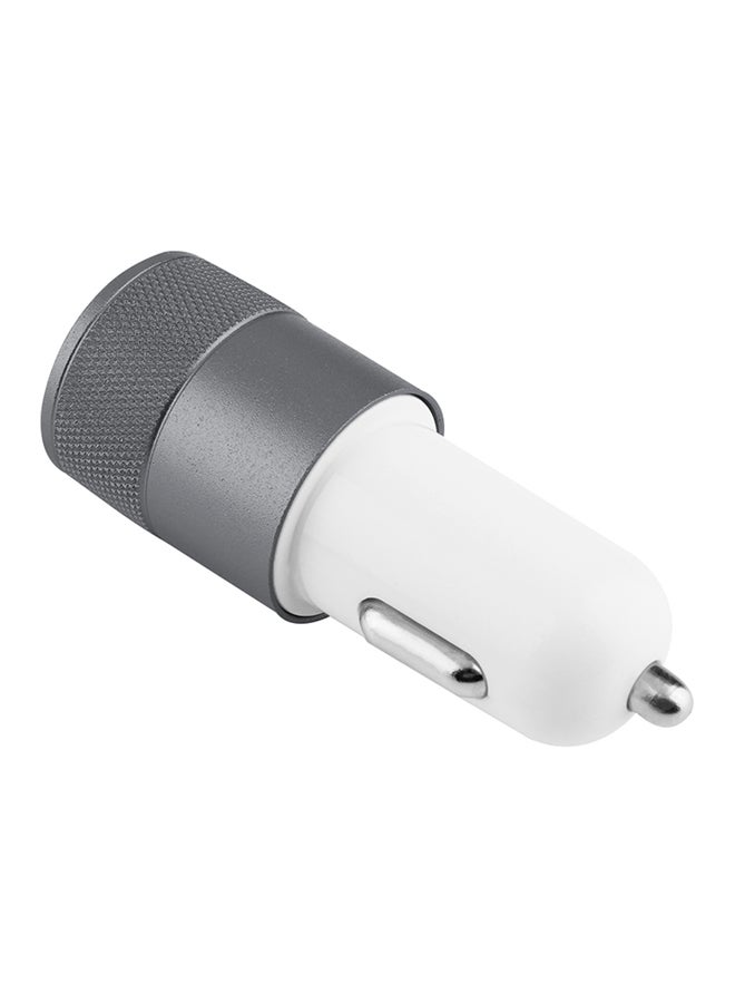 2-Port Bullet Shape Socket Dual USB Charger For Mobile Phones White/Grey