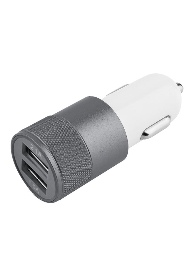 2-Port Bullet Shape Socket Dual USB Charger For Mobile Phones White/Grey