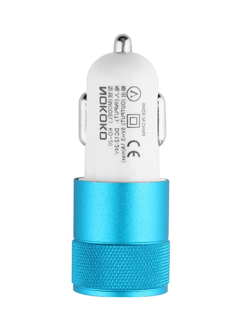 2-Port Bullet Shape Socket Dual USB Charger For Mobile Phones White/Blue