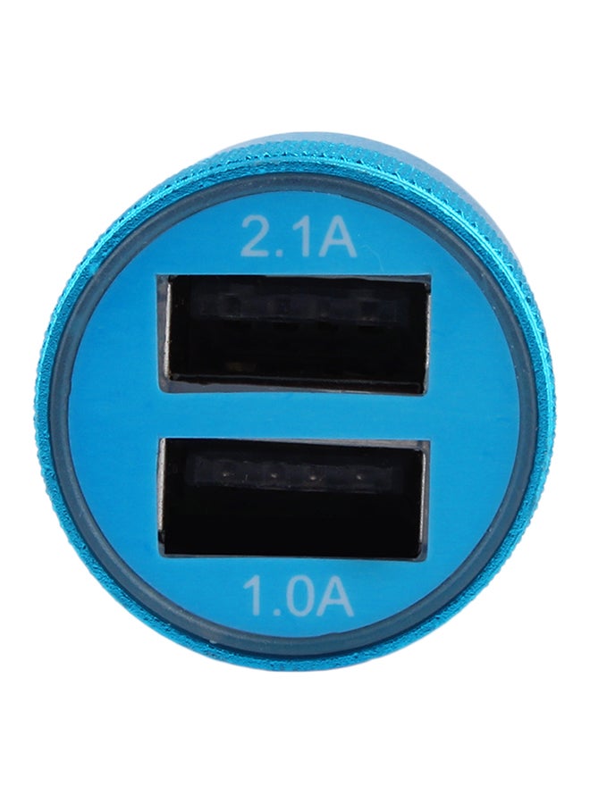 2-Port Bullet Shape Socket Dual USB Charger For Mobile Phones White/Blue
