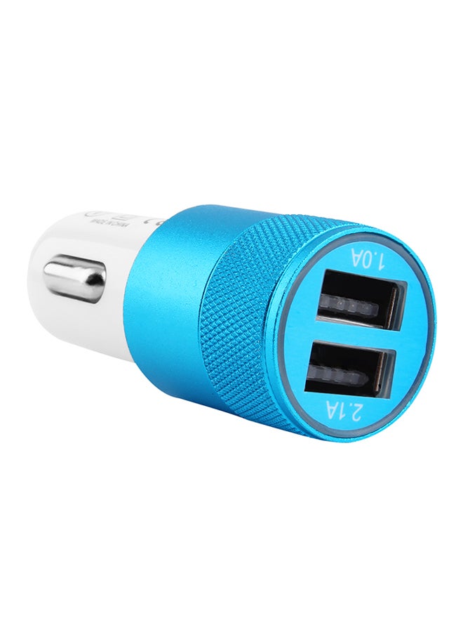 2-Port Bullet Shape Socket Dual USB Charger For Mobile Phones White/Blue